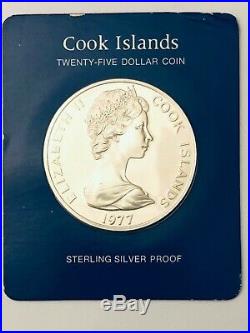 The Queen Elizabeth II $25 Dollar Sterling Silver Proof Coin-1977 Cook Islands