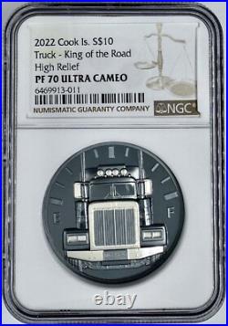 Trucker 2022 Cook Islands Truck King Of The Road High Relief 2 Oz Coin NGC PF70