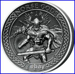 Tyr 2 Oz Silver Coin, Cook Islands Mayer Mint Norse Gods series, 2015