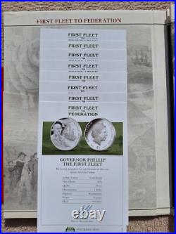 US- 2016 COOK ISLANDS- FIRST FLEET TO FEDERATION- Set of 8 $1 Silver Coins -NEW