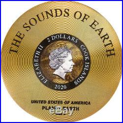 Voyager Golden Record The Sounds of Earth Proof Silver Coin 2$ Cook Islands 2020