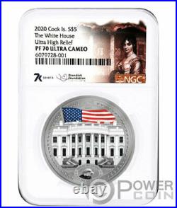 WHITE HOUSE PF70 By Miles Standish 1 Oz Silver Coin 5$ Cook Islands 2020