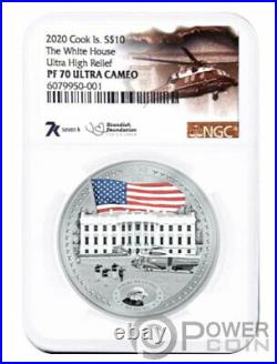 WHITE HOUSE PF70 By Miles Standish 2 Oz Silver Coin 10$ Cook Islands 2020