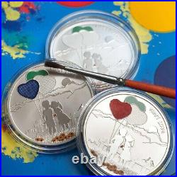 WHOLESALE LOT of 10 2014 $5 Paint Your Coin First Love Sterling Silver Coin WHOLESALE LOT of 10 2014 $5 Paint Your Coin First Love Sterling Silver Coin