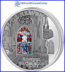 WINDOWS OF HEAVEN ZAGREB CATHEDRAL Kaptol Silver Coin 10$ Cook Islands 2015
