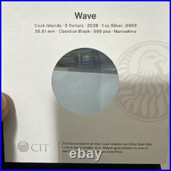 Wave 2026 $5 1 oz Pure Silver Obsidian Black Coin Cook Island CIT
