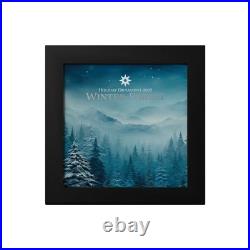 Winter Forest Holiday Ornament 1 Oz Silver Coin $5 Cook Islands 2025