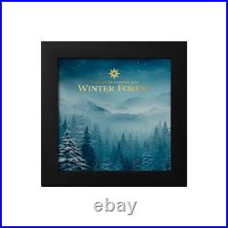 Winter Forest Holiday Ornament Gilded 1 Oz Silver Coin $5 Cook Islands 2025
