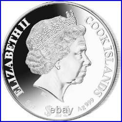 Year of the Rabbit Mother of Pearl 5 oz Proof Silver Coin 25$ Cook Islands 2023
