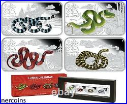 Year of the Snake Cook Islands 2013 Silver 4 x $1 Proof Coin Set Perfect